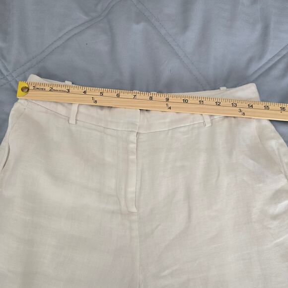 J.Crew Women’s White Linen Capri Pants Sz 4 Wide Leg Capsule Wardrobe Minimalist - Picture 5 of 8